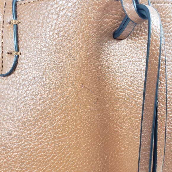 Kris Ana Reversible Handbag Camel Tan Red Key Ring Tote Bucket - Picture 7 of 16